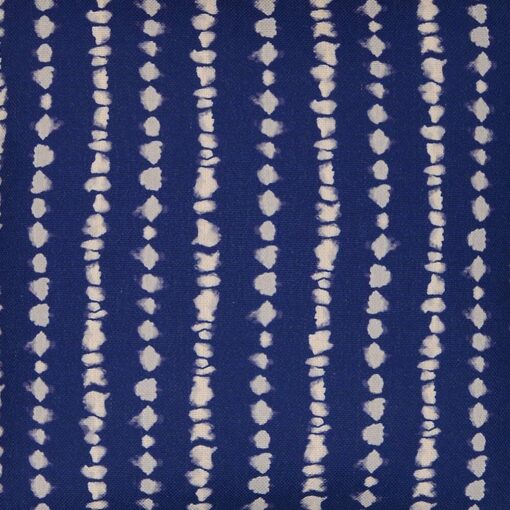Navy blue cotton linen blend cushion with white stripes
