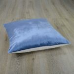 Image of 70cm x 70cm velvet floor cushion in stone blue colour