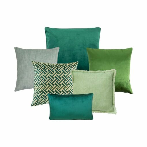 Photo of 7 cushion cover collection in shades of green