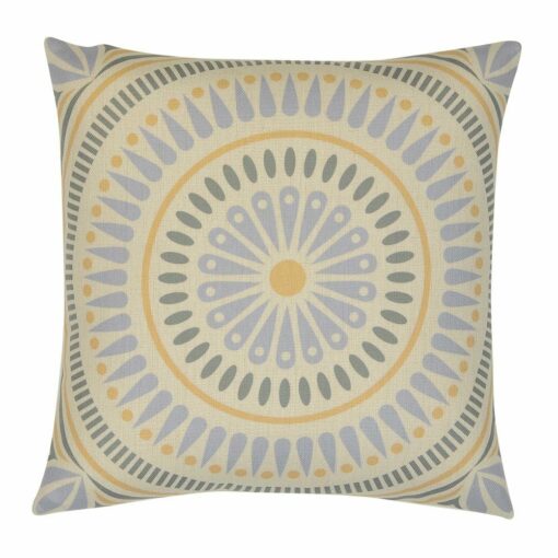 Baby blue and yellow Mandala inspired cushion cover