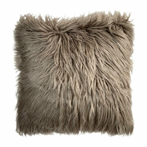 Faux fur 45cm x 45cm cushion cover in light mink colour