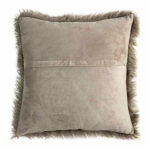 Back view of light tawny brown fur cushion in 45cm x 45cm size
