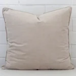 Vibrant grey cushion cover constructed from velvet fabric and shown in a large size.