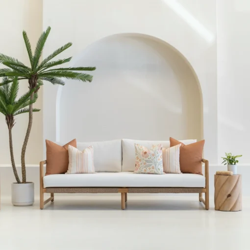 claybourne-outdoor-sofa-cushions-set---5-covers---colo1224 The claybourne set of 3 outdoor couch cushions are displayed on a white sofa.
