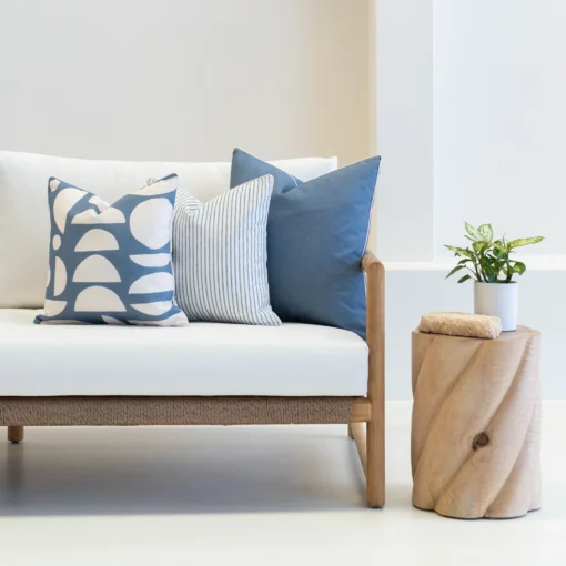 horizon-blue-outdoor-couch-cushions-set---3-covers---colo1212- 3 outdoor couch cushions in a horizon blue colour shown on a seat.