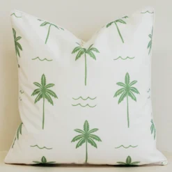 Isla Green Waterproof Palm Tree Outdoor Cushion Cover
