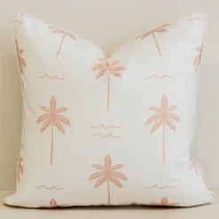 Isla Pink Waterproof Palm Tree Outdoor Cushion Cover