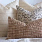 Zoomed in visual of the Lennox bed set showing the 4 designer cushions with more clarity.