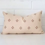 A bold designer cushion in a sleek rectangle size.