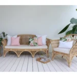 A lovely combination of pink, white and olive cushions from the 7 pink outdoor lounge cushions.