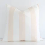 Lovely beige striped cushion made from outdoor fabric and in an elegant large size.