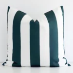Lovely green striped cushion made from outdoor fabric and in an elegant large size.