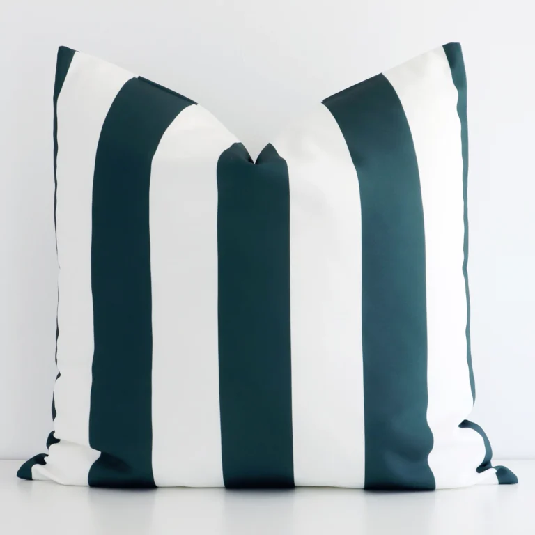 Lovely green striped cushion made from outdoor fabric and in an elegant large size.