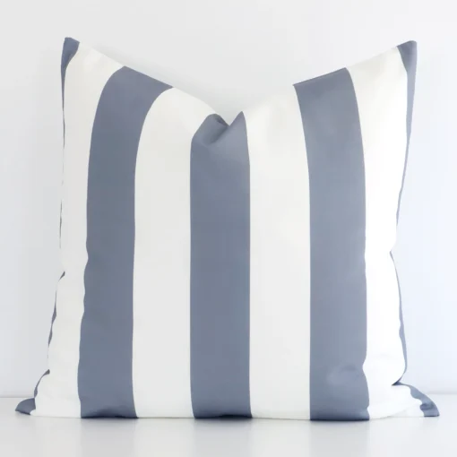 A gorgeous outdoor large cushion in grey. It has an eye-catching stripe design.