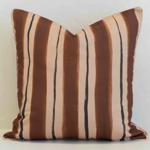 sienna-waterproof-striped-outdoor-cushion-cover---sc1156-45 Sienna outdoor cushion with wide brown and tan vertical stripes.